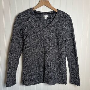 Croft & Barrow Navy & White Cable Knot Vneck Sweater Women’s Size Medium